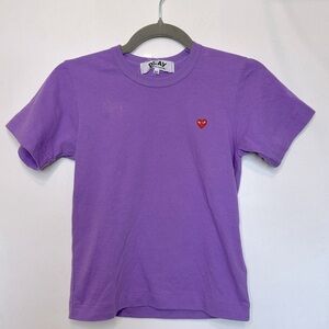 New Comme des Garcons PLAY purple heart logo t shirt Size XS